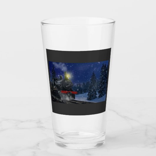 雪の中のクリスマストレイン タンブラーグラス (正面)