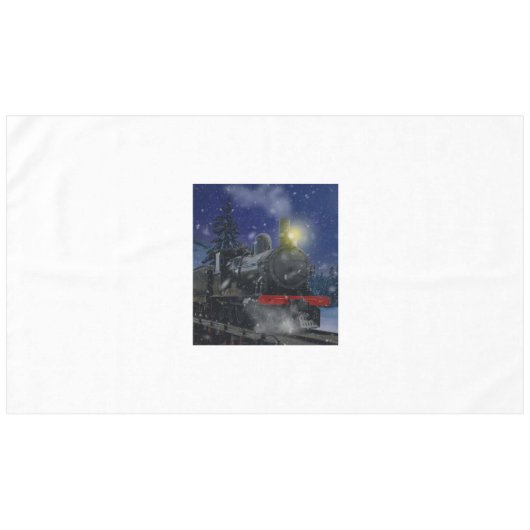 雪の中のクリスマストレイン テーブルクロス (正面(横))
