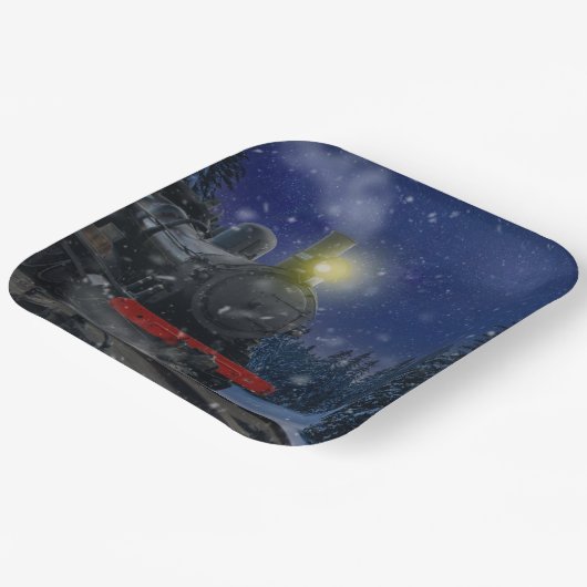 雪の中のクリスマストレイン ペーパープレート (傾斜あり)