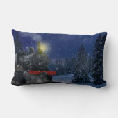 雪の中のクリスマストレイン ランバークッション (裏面)