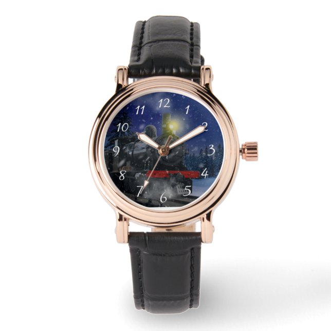 雪の中のクリスマストレイン 腕時計 (正面)