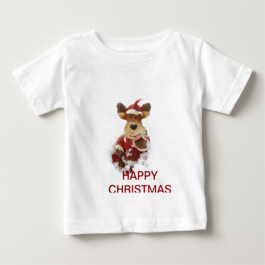雪の中のクリスマスベア ベビーTシャツ (正面)