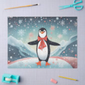 雪の中のクリスマスペンギン 薄葉紙 (クラフト)