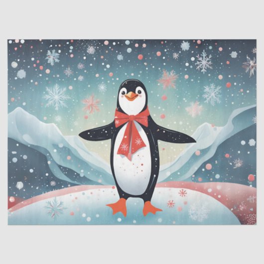 雪の中のクリスマスペンギン 薄葉紙 (正面)