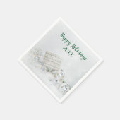 雪の中のクリスマスミュージックとオーナメント スタンダードカクテルナプキン (角)