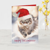 雪の中のクリスマスメインクーンキャット カード (黄色い花)