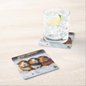 雪の中のクリスマスモルモット スクエアペーパーコースター (インサイチュ)