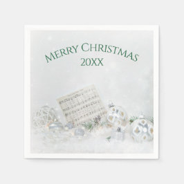 雪の中のクリスマス音楽とオーナメント スタンダードカクテルナプキン