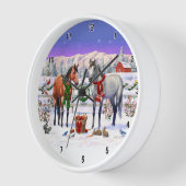 雪の中のクリスマス馬 壁時計 (傾斜)