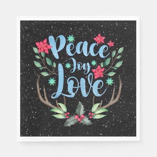 雪の中のクリスマス鹿の〔雄ジカの〕枝角 スタンダードランチョンナプキン (正面)