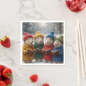 雪の中のクリスマス・キャロルのネズミ スタンダードカクテルナプキン (インサイチュ)