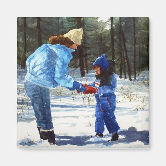 雪の中のクリス&ショーン マグネット (正面)