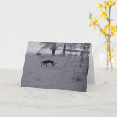 雪の中のグレイハウンド カード (黄色い花)