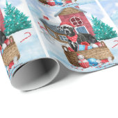 雪の中のグレートデーンドッグスクリスマスドッグハウススローP ラッピングペーパー (ロールコーナー)