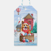 雪の中のコルギドッグクリスマスドッグハウス ギフトタグ (裏面)
