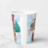 雪の中のコルギドッグクリスマスドッグハウス 紙コップ (左)