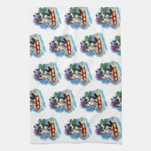 雪の中のコーギー キッチンタオル (縦)