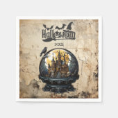 雪の中のゴシック様式の家ハロウィンゴシックパーティー スタンダードカクテルナプキン (正面)