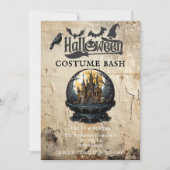 雪の中のゴシック様式の家ハロウィーンの衣装パーティー 招待状 (正面)