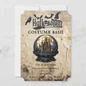 雪の中のゴシック様式の家ハロウィーンの衣装パーティー 招待状 (正面)