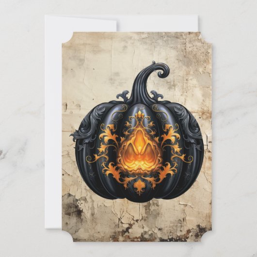 雪の中のゴシック様式の家ハロウィーンの衣装パーティー 招待状 (裏面)