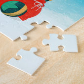 雪の中のゴールデンレトリバーとクリスマスプレゼント ジグソーパズル (側面)