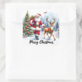 雪の中のサンタとトナカイ スクエアシール (バッグ)