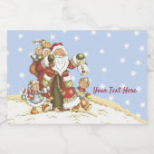 雪の中のサンタ歩くとランタンが並ぶサイドキッズ フードラベル (シングルラベル)