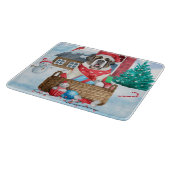雪の中のサンバーナード犬クリスマスドッグハウス カッティングボード (角)