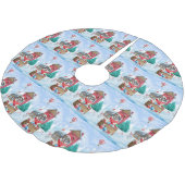 雪の中のサンバーナード犬クリスマスドッグハウス ブラッシュドポリエステルツリースカート (アングル)