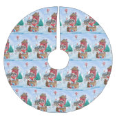 雪の中のサンバーナード犬クリスマスドッグハウス ブラッシュドポリエステルツリースカート (正面)