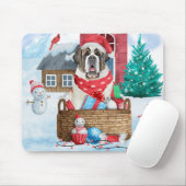 雪の中のサンバーナード犬クリスマスドッグハウス マウスパッド (マウス)
