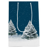 雪の中のシカとスノーフクロウ ミディアムペーパーバッグ (裏面)