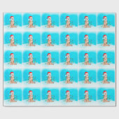 雪の中のシベリアのハスキー犬とサンタハットライト ラッピングペーパー (フラット)