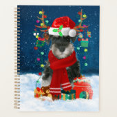 雪の中のシュナウザー犬とクリスマスプレゼント プランナー手帳 (正面)