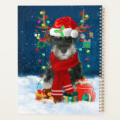 雪の中のシュナウザー犬とクリスマスプレゼント プランナー手帳 (裏面)