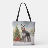 雪の中のシュナウザー クリスマス トートバッグ (裏面)