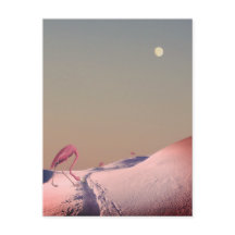 雪の中のシュレアルなフラミンゴ