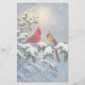 雪の中のショウジョウコウカンチョウとヒイラギ 便箋 (裏面)
