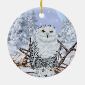 雪の中のシロフクロウ セラミックオーナメント (裏面)