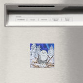 雪の中のシロフクロウ マグネット (インサイチュ (食洗機))