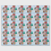 雪の中のジャック・ラッセル犬のクリスマスドッグハウス ラッピングペーパー (フラット)