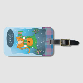 雪の中のジンジャーキャット |冬の荷物タグ ラゲッジタグ