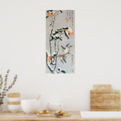 雪の中のスズメとツバキ安藤広重 ポスター (キッチン)