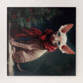 雪の中のスフィンクス犬 ジグソーパズル (横)