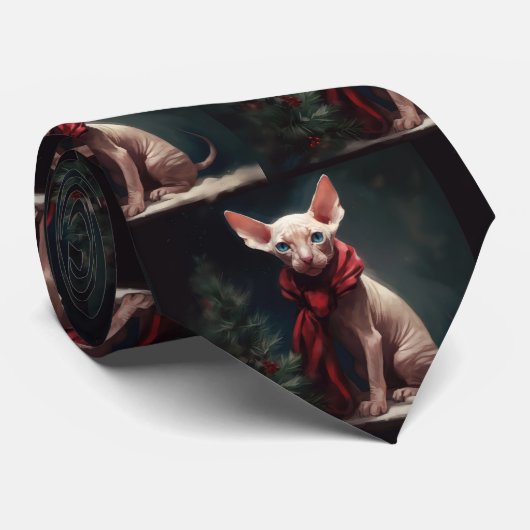 雪の中のスフィンクス犬 ネクタイ (ロール)