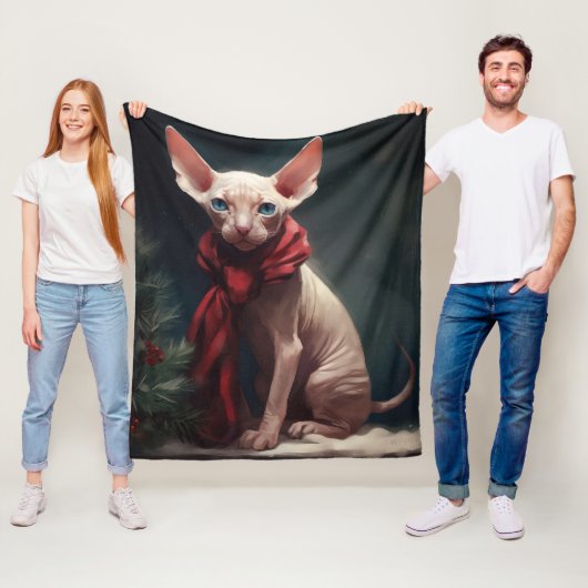 雪の中のスフィンクス犬 フリースブランケット (インサイチュ)