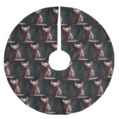 雪の中のスフィンクス犬 ブラッシュドポリエステルツリースカート (正面)