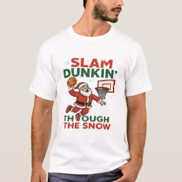 雪の中のスラムダンク - クリスマスバスケットボール Tシャツ