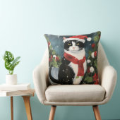 雪の中のタキシード猫 クッション (椅子)